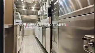 Reboques de comida para churrasco Caminhão de comida quadrada totalmente equipado para pizza waffle com carrinhos de fornecedor de comida para banheiro