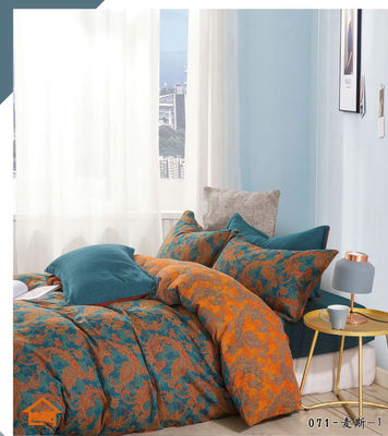 Orange Cyan Match Jacquard 100% Set de roupa de cama de algodão
