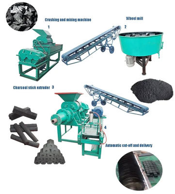 XDEM Máquina de prensagem de briquetes de carvão de coco Husk madeira Briquete Equipamento de fabricação linha de produção de extrusora de carvão
