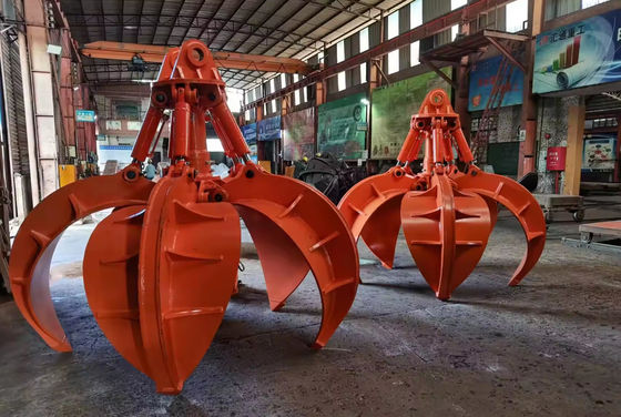 Fábrica personalizada Cor Laranja Peel Grab Excavator Attachment Q355B Grab Hidráulico Para Rotação