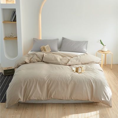 Solid Beige 100% de algodão coberta de cobertor de cama conjunto de algodão puro lençol de cama almofada caixa