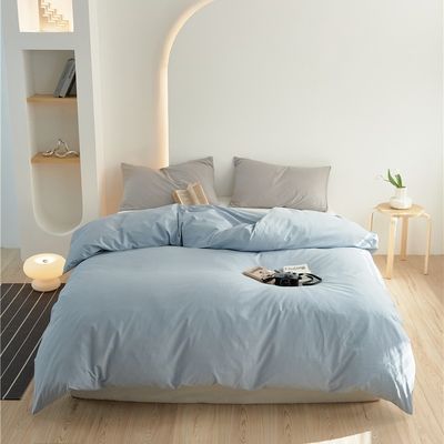 Soft Natural Light Blue 100% Pure Long Staple Cotton Duvet Cover Set de Camas