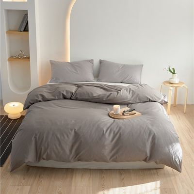 Cinza clara 100% Pura Camoço de algodão comprido Cobertura de cobertor Set de roupa de cama