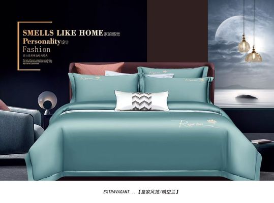 Set de roupa de cama de algodão egípcio azul claro
