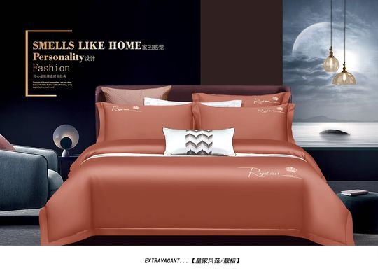 Coral sólido algodão egípcio acondicionado lençóis de cama conjuntos de tamanho personalizado