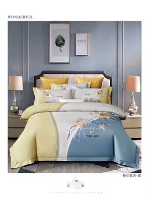 Limpa suave longa grapa de algodão impressão reativa personalizar cobertor de edredão roupa de cama conjunto casa têxtil