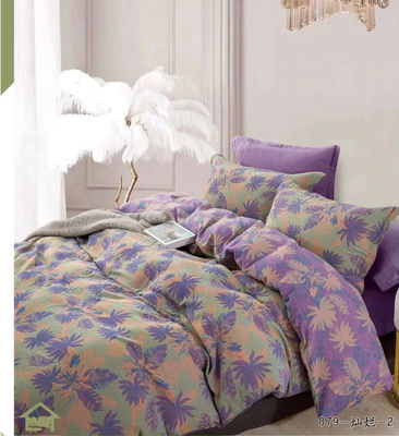 Cor Verde Roxo e Beige Combinada Camas de Algodão Macio Lavadas Tamanho Personalizado