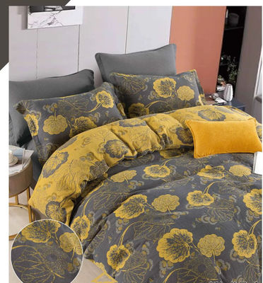 Cor natural e saudável de algodão Tecelagem Duplo Jacquard Set de roupa de cama Cobertura de edredom Lenço de cama