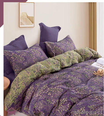 Conjunto de roupa de cama de algodão lavado Tecelagem colorida de tecido duplo Jacquard