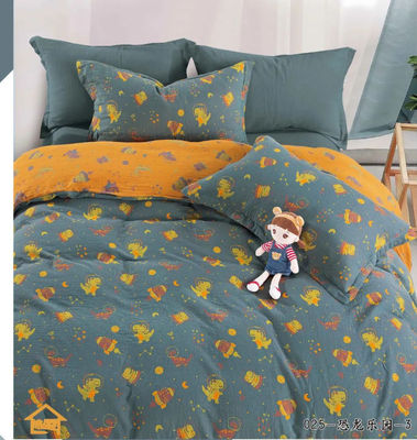 Saúde &amp; Conforto 100% Lavado Penteado Cotton Color Tecelagem Duplo Jacquard Set de Cama de Cama Coberta de Coberta de Cama Lenço de Cama Acoplado Lenço