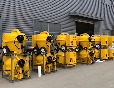 Máquina de mistura de betão portátil a diesel de 350L 14M3/H