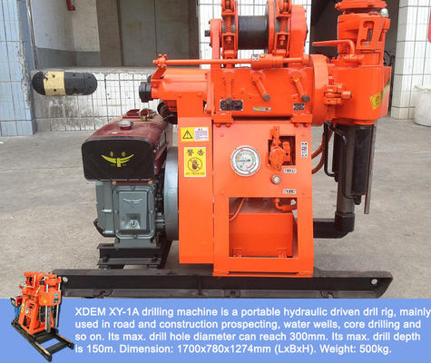 Máquina portátil de perfuração de exploração geológica XY-1A-4H 150m Máquina hidráulica de alimentação de rocha de núcleo Máquina integrada de motor a diesel Bomba de lama para pesquisa de construção de montanha e planície
