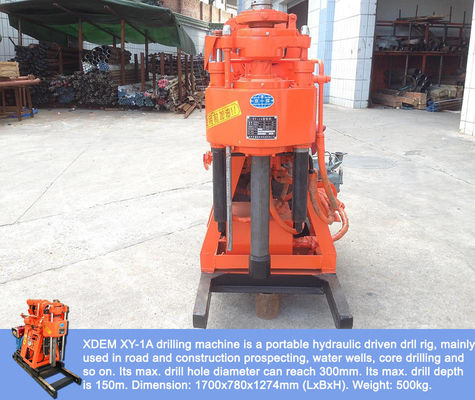 Máquina portátil de perfuração de exploração geológica XY-1A-4H 150m Máquina hidráulica de alimentação de rocha de núcleo Máquina integrada de motor a diesel Bomba de lama para pesquisa de construção de montanha e planície