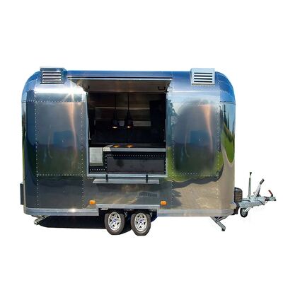 Trailer de comida móvel de aço inoxidável vintage personalizado, café, sorvete, fast food, trailer de catering